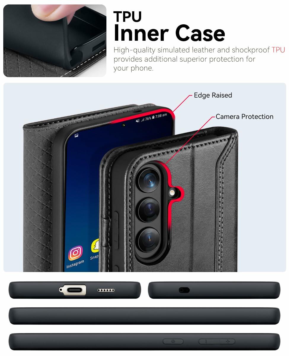 OCASE Compatible with Galaxy S25 Plus Wallet Case, PU Leather Flip Folio Case