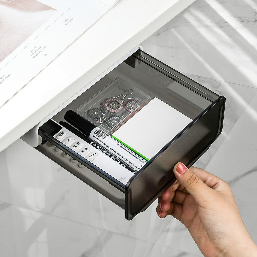 yuntop 1 Pcs Under Desk Drawer, Under Table Hidden Organizer, Plastic