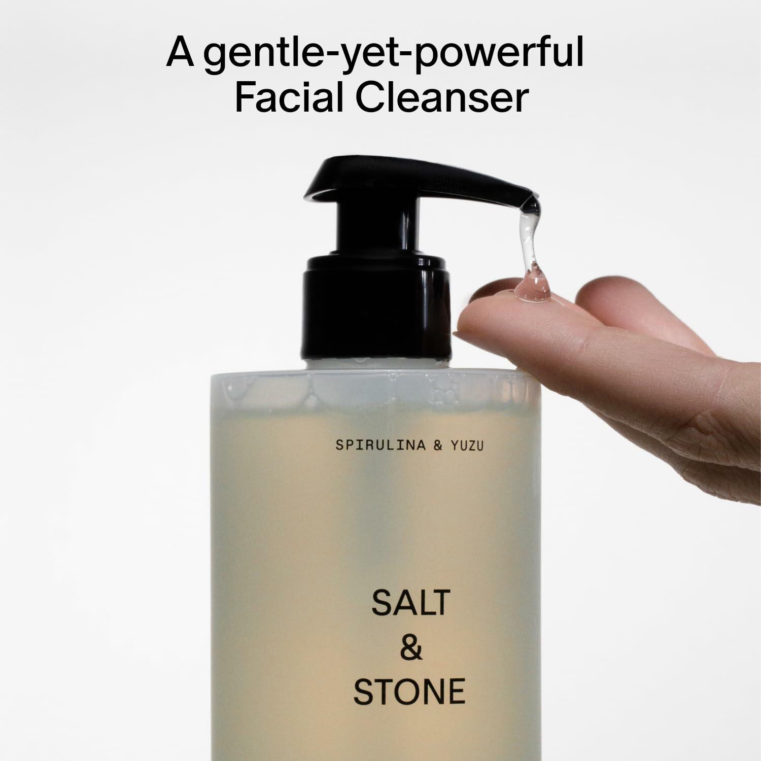 Salt & Stone Facial Cleanser for Women & Men, Spirulina & Yuzu Gentle Facial