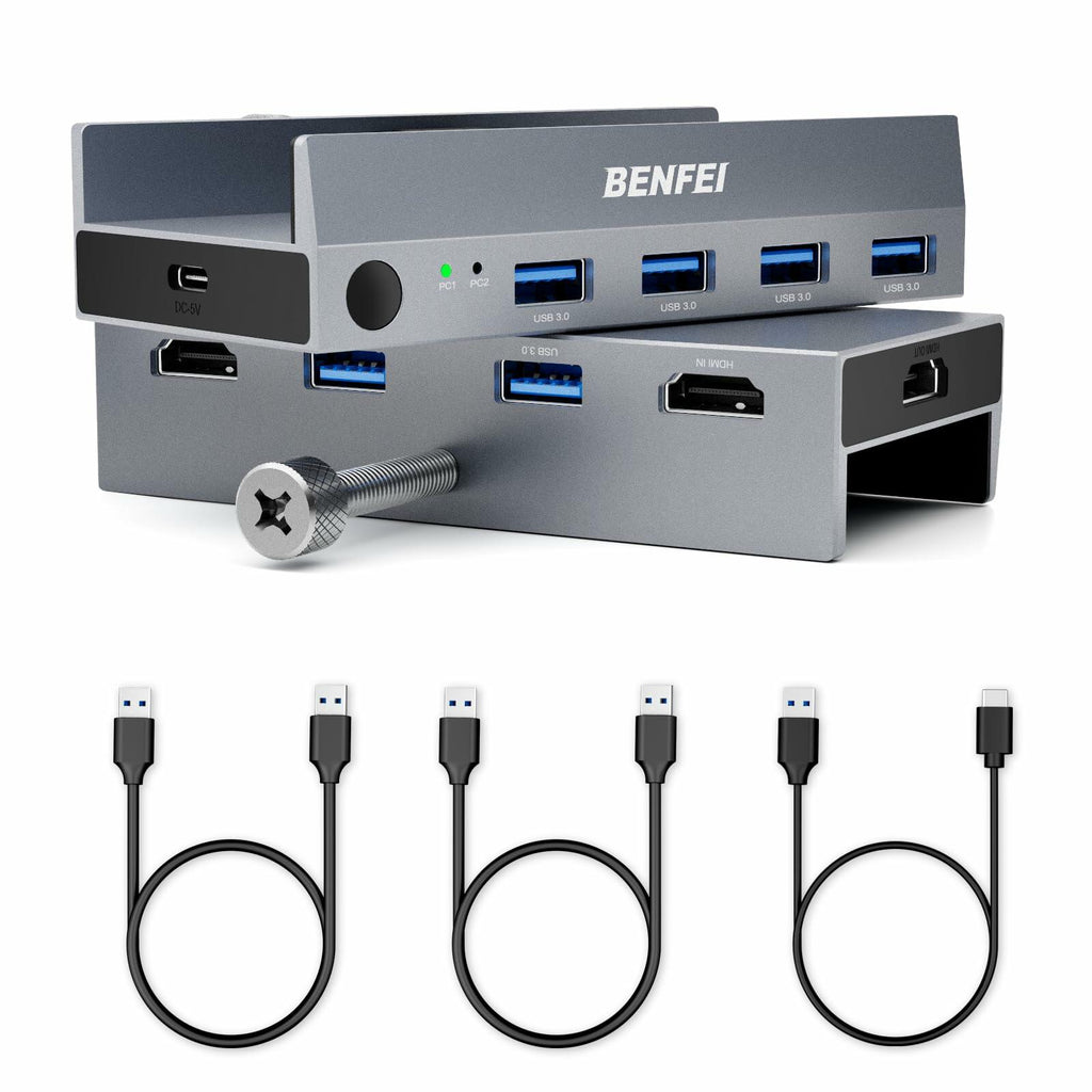 BENFEI USB 3.0 HDMI KVM Switch(8K@60Hz) with 4 USB 3.0 Ports for 2 Computers