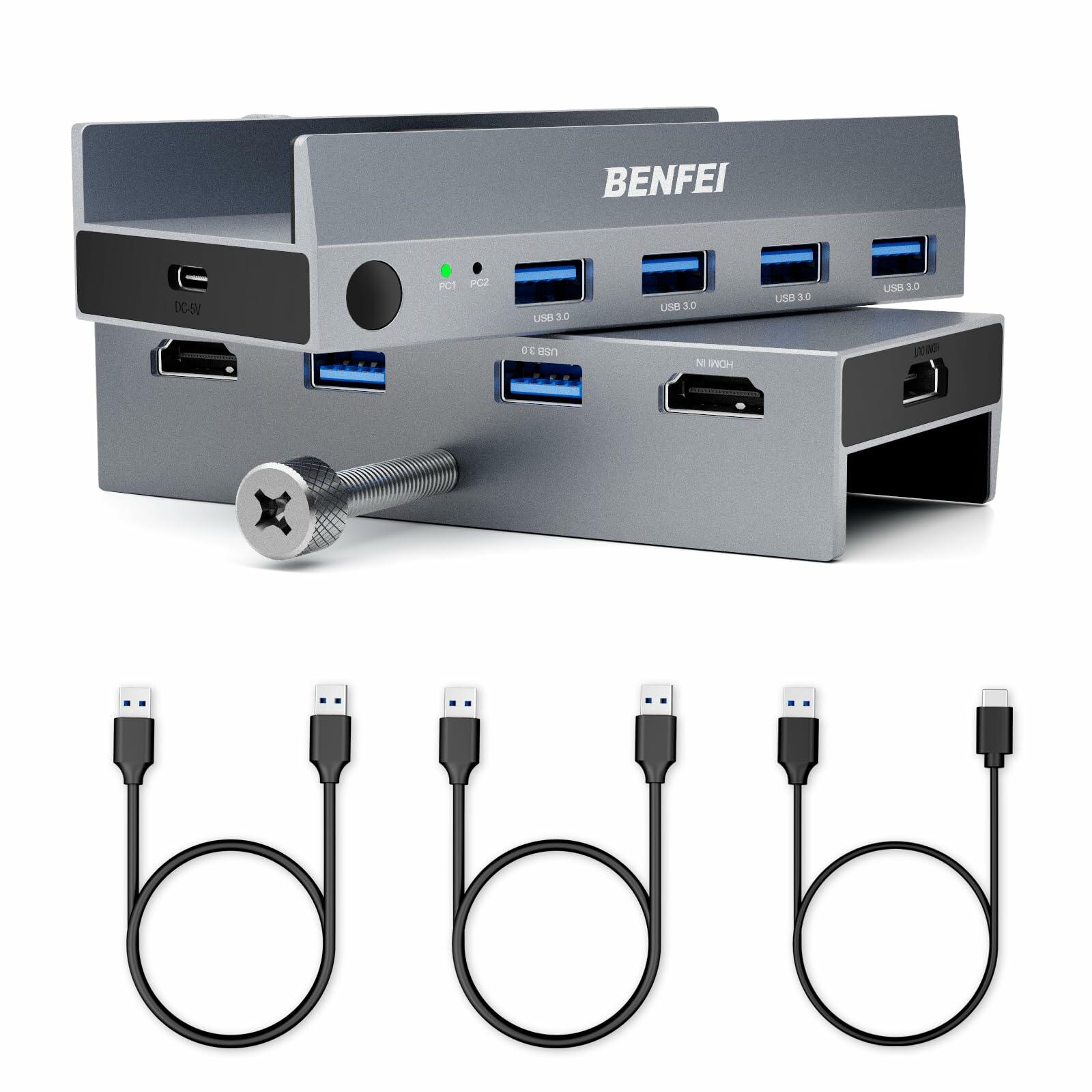 BENFEI USB 3.0 HDMI KVM Switch(8K@60Hz) with 4 USB 3.0 Ports for 2 Computers