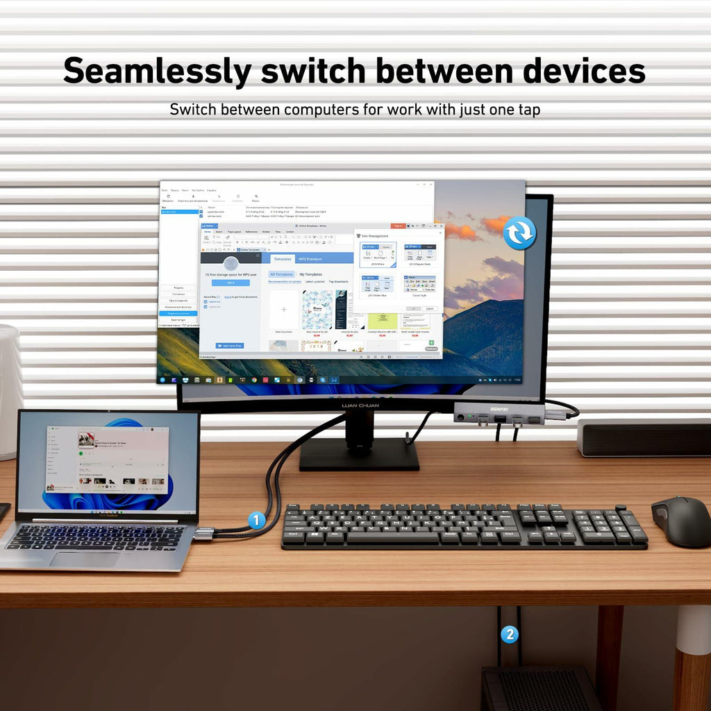 BENFEI USB 3.0 HDMI KVM Switch(8K@60Hz) with 4 USB 3.0 Ports for 2 Computers