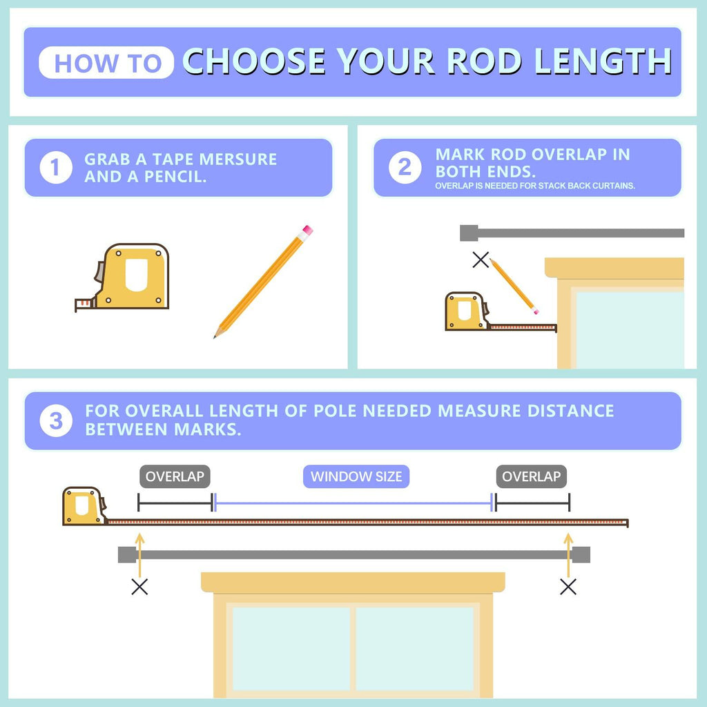 Byondeth Curtain Rods for Windows 16 to 120 Inches Adjustable Length 1 Inch