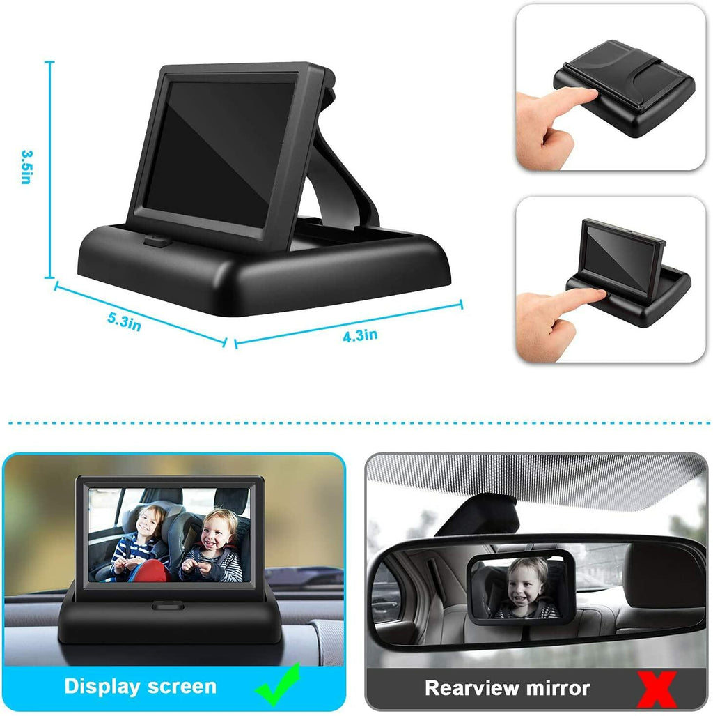 Baby Car Mirror with 4.3'' HD Night Vision Function Display, Safety Car Seat