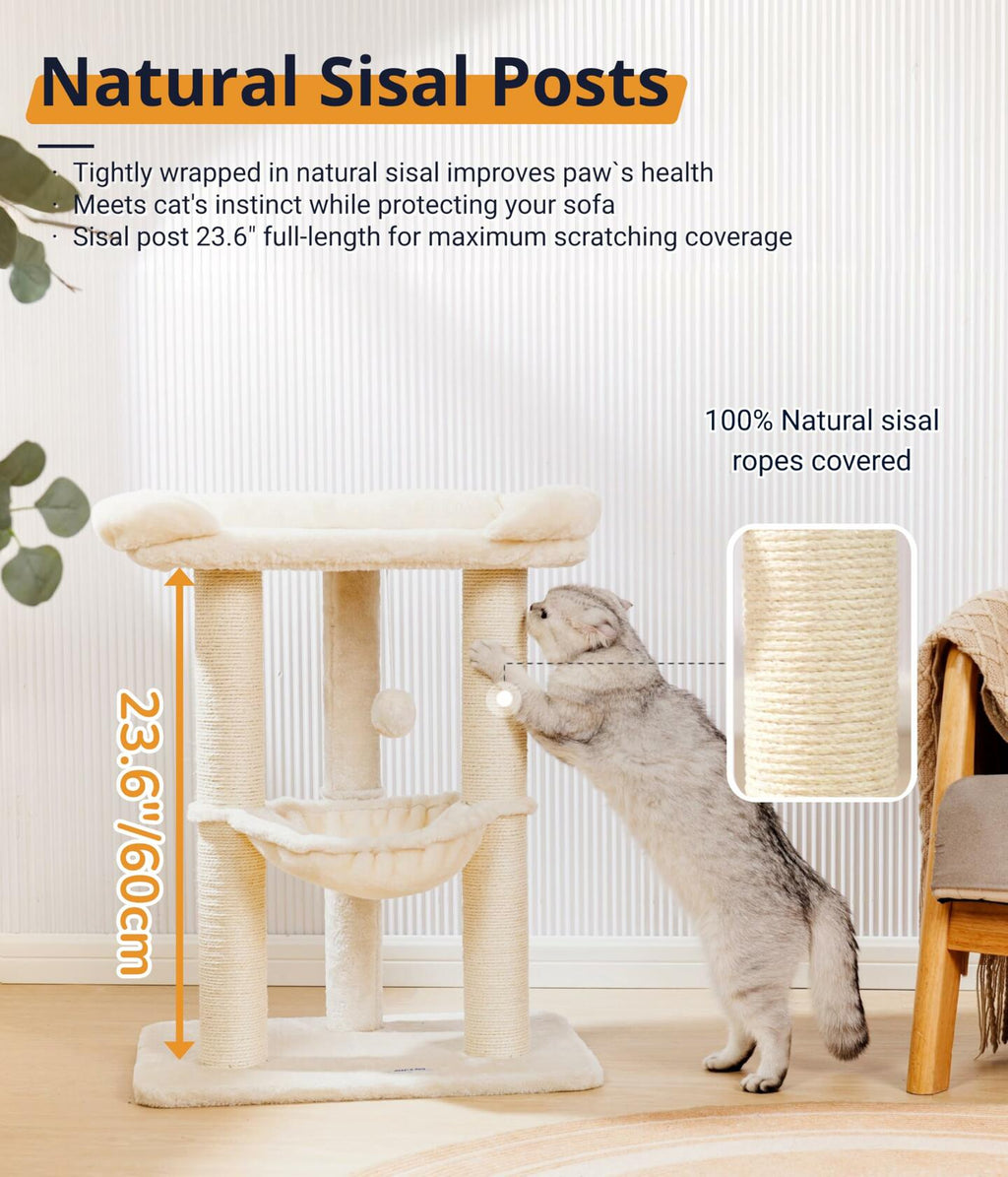 OPEN BOX Happi N Pets 28" Cat Tree, Large Bed for Big Cats, Small Cat Tower with