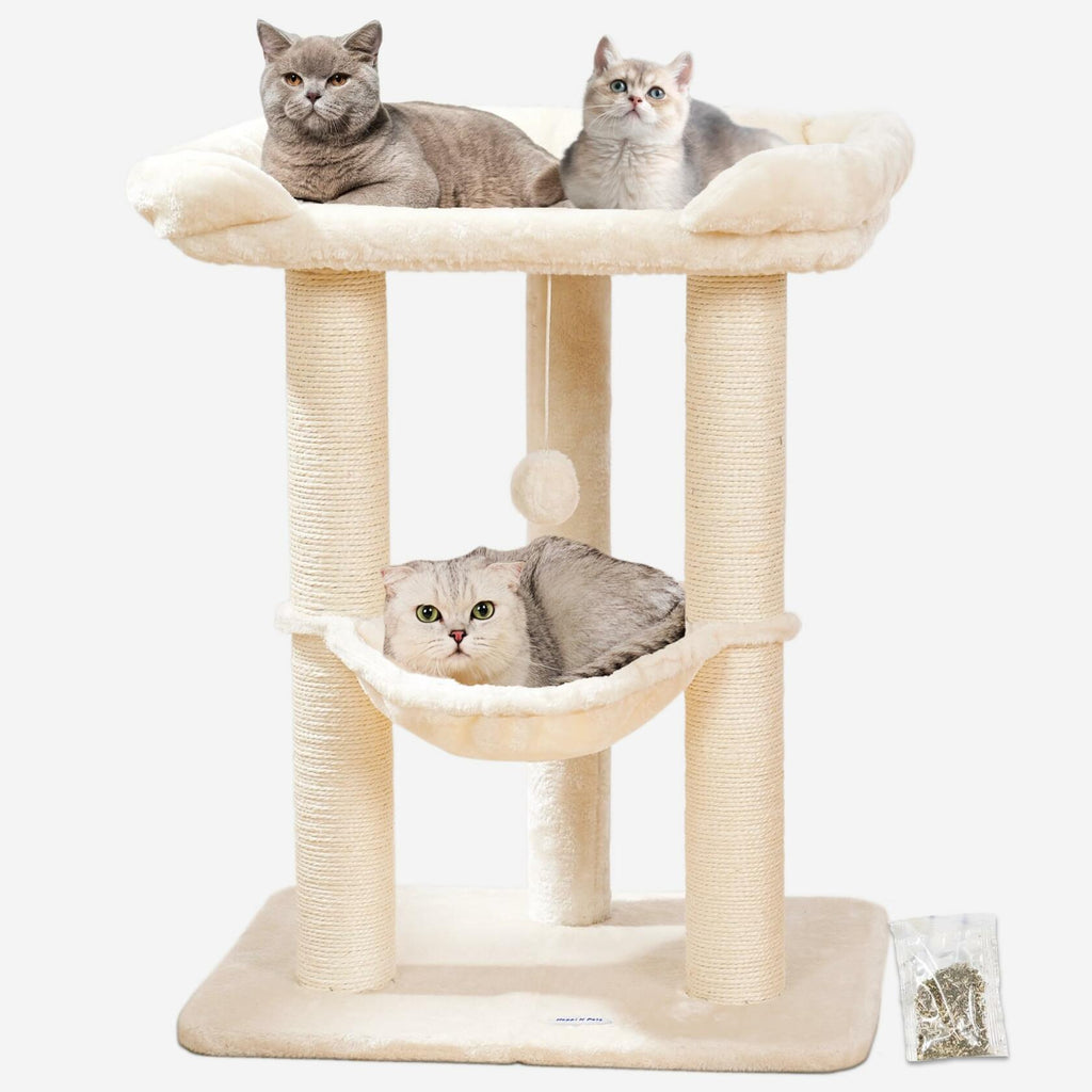 OPEN BOX Happi N Pets 28" Cat Tree, Large Bed for Big Cats, Small Cat Tower with