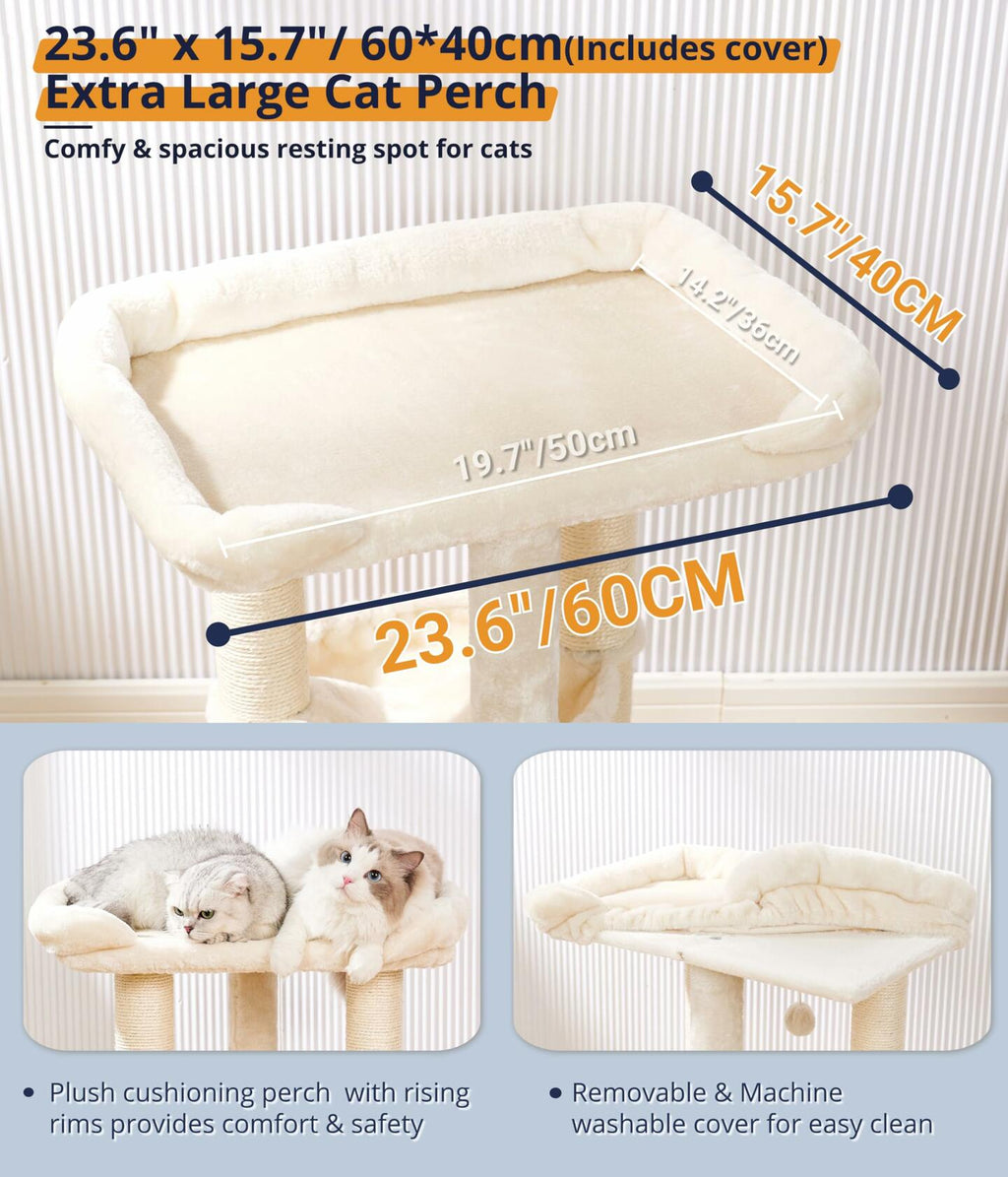 OPEN BOX Happi N Pets 28" Cat Tree, Large Bed for Big Cats, Small Cat Tower with