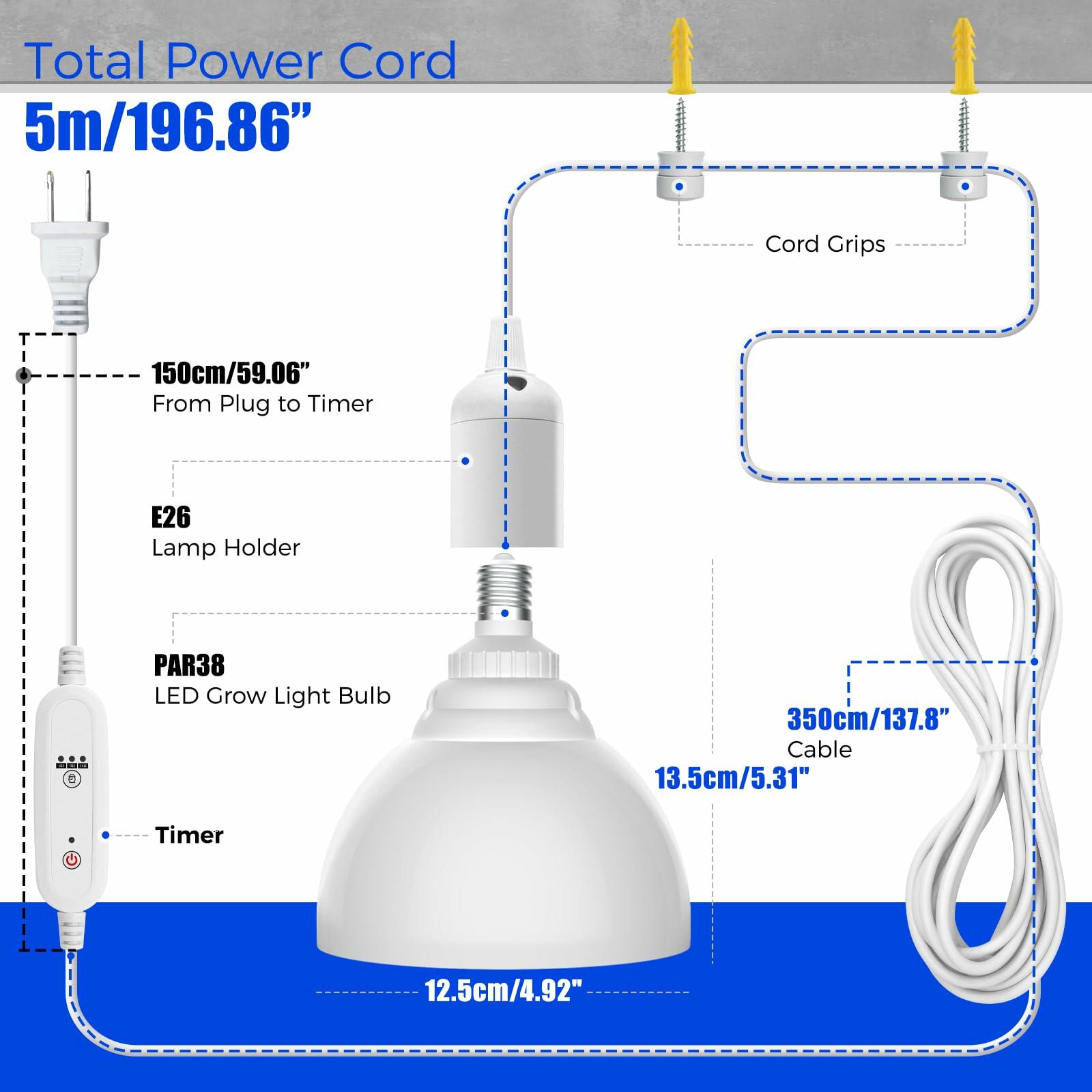 Barrina Hanging Grow Lights for Indoor Plants, 25W Full Spectrum, with Timer and