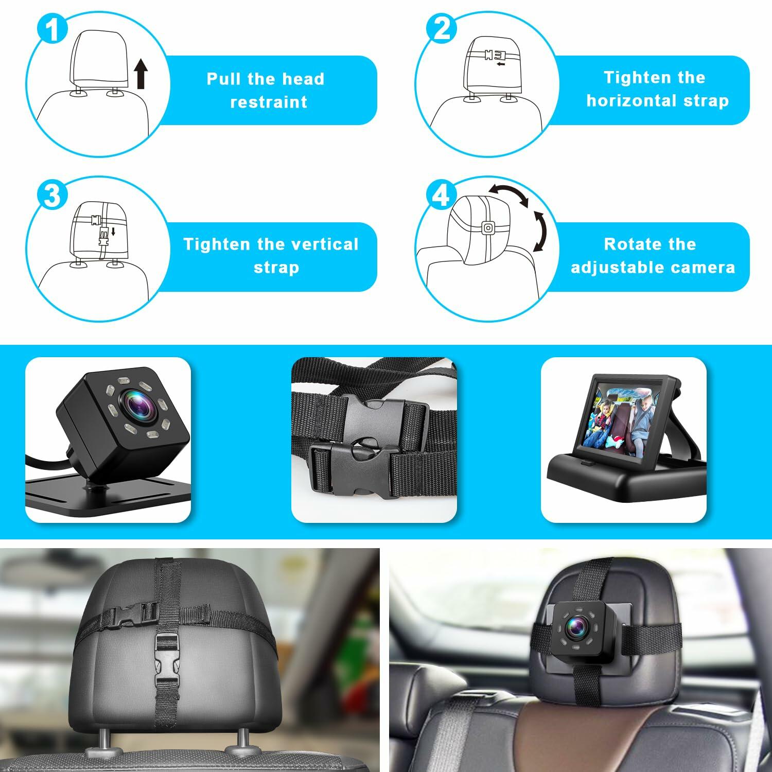 Baby Car Mirror with 4.3'' HD Night Vision Function Display, Safety Car Seat