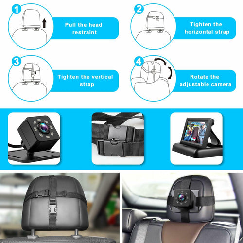 Baby Car Mirror with 4.3'' HD Night Vision Function Display, Safety Car Seat