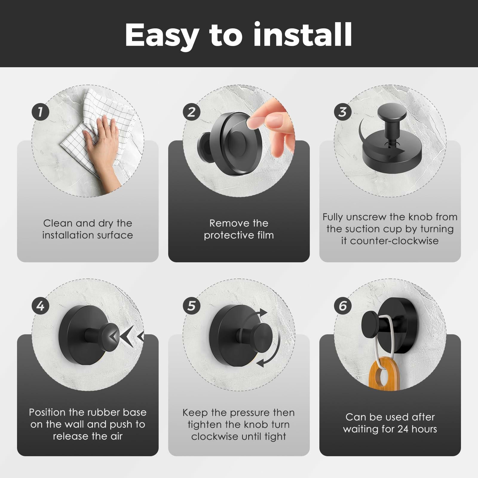 WingWider Shower Hooks for Inside Shower,Suction Cup Hooks for Glass
