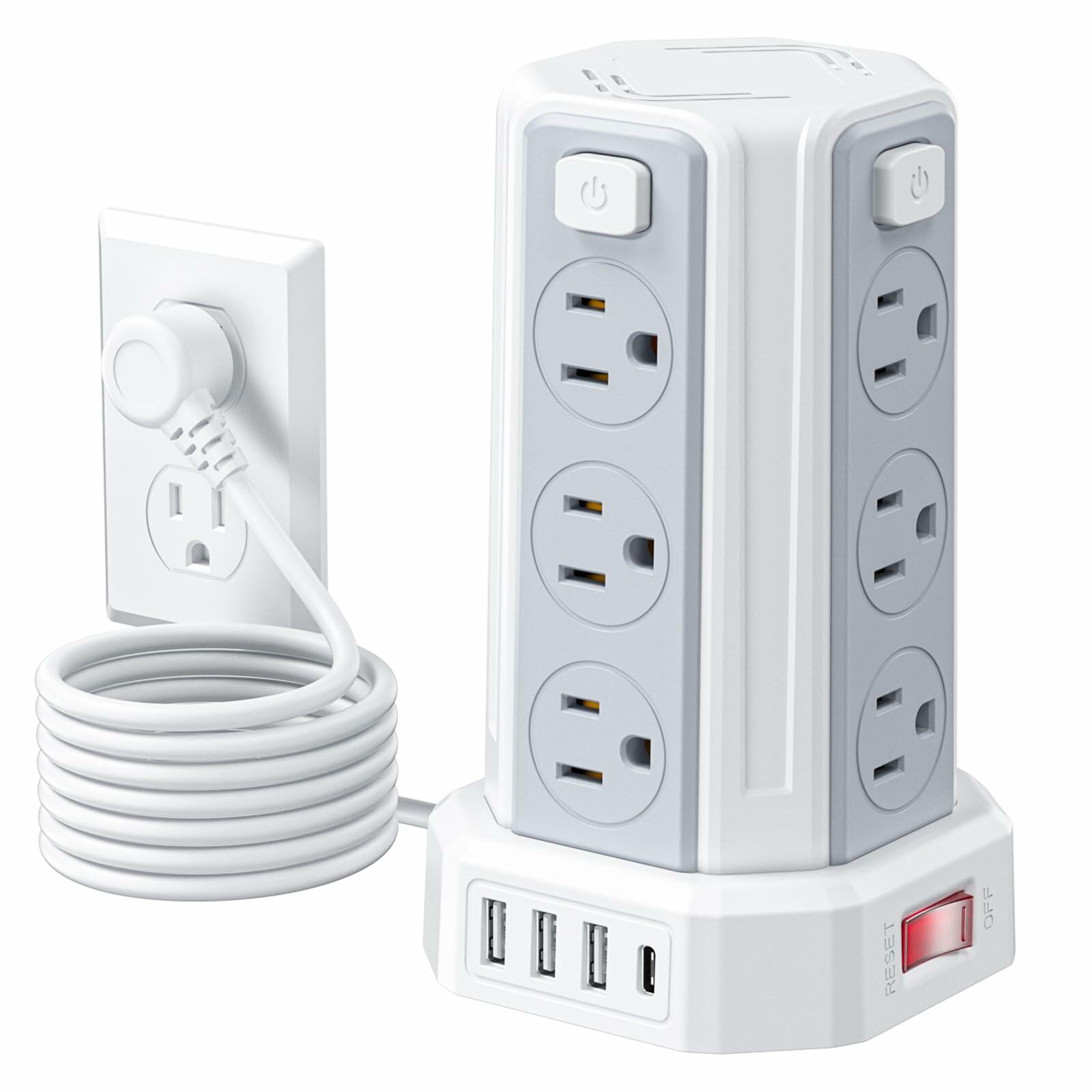 Power Strip Surge Protector, 6.5 Ft Extension Cord with 12 AC Multiple Outlets 4