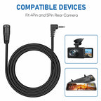 YQMAJIM 2.5mm Dash Cam Rear Extension Cable, (25Ft Thicker) Backup Extension
