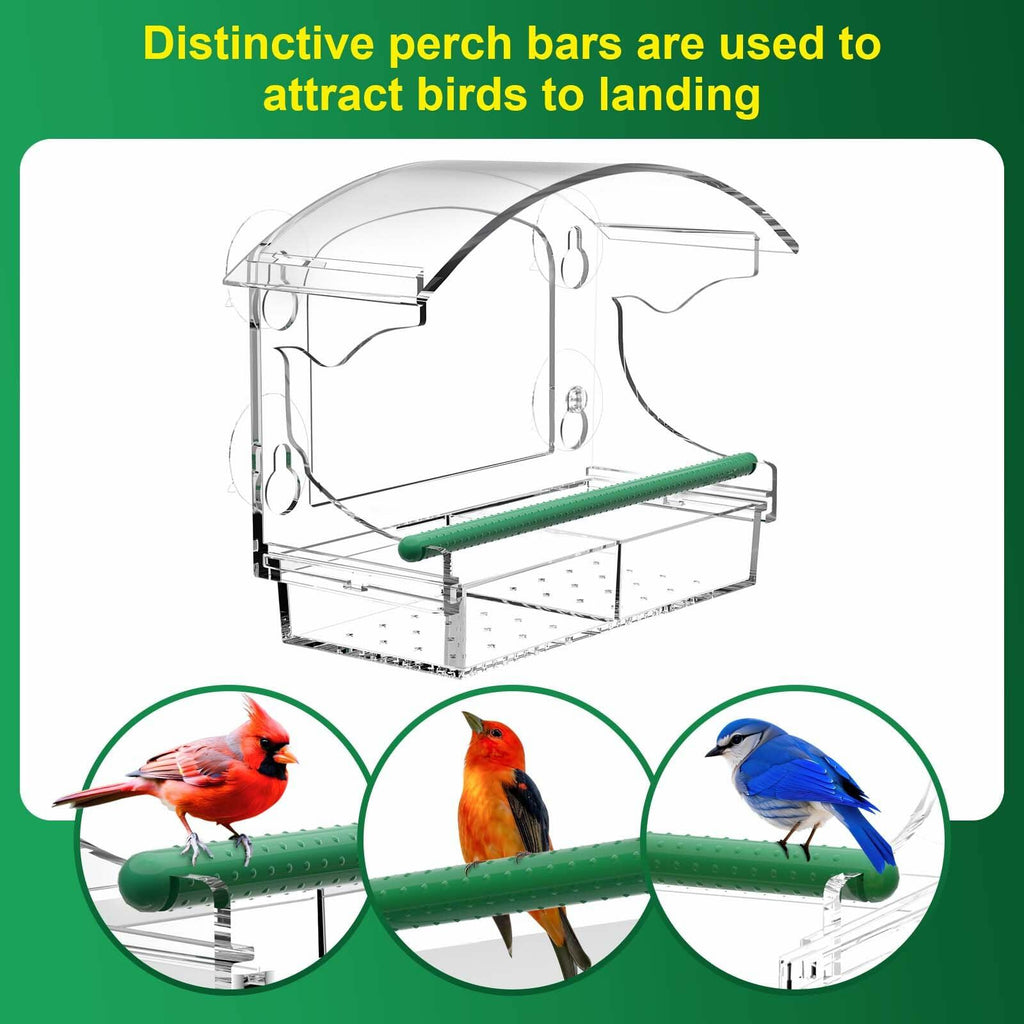 BPYOT Clear Acrylic Window Bird Feeder for Outside with 4 Strong Suction Cups