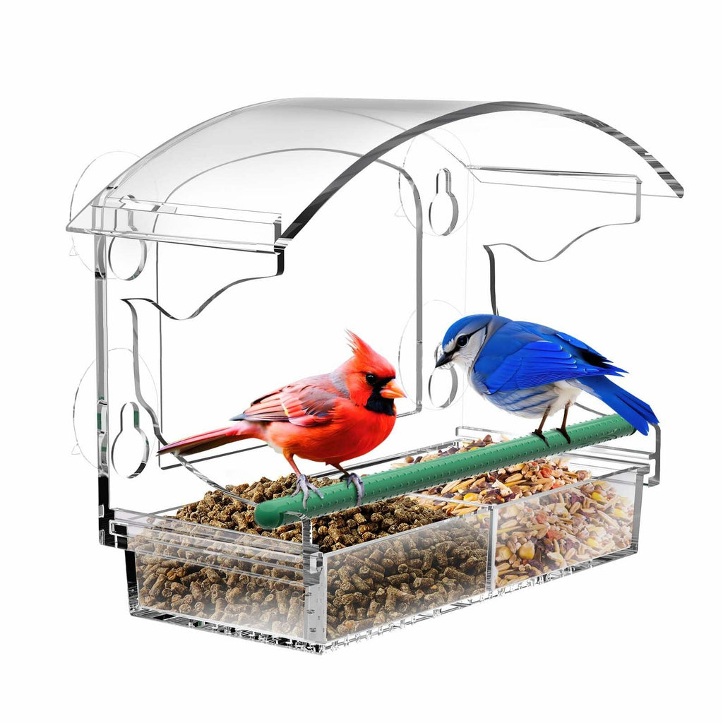 BPYOT Clear Acrylic Window Bird Feeder for Outside with 4 Strong Suction Cups