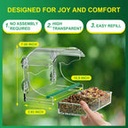 BPYOT Clear Acrylic Window Bird Feeder for Outside with 4 Strong Suction Cups