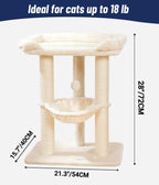 OPEN BOX Happi N Pets 28" Cat Tree, Large Bed for Big Cats, Small Cat Tower with