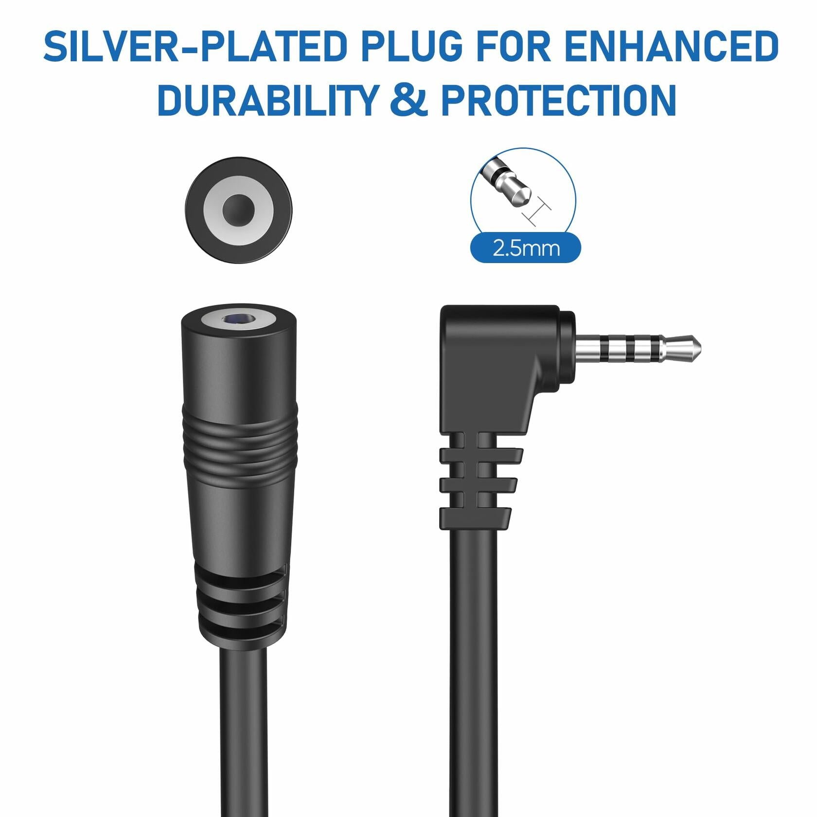 YQMAJIM 2.5mm Dash Cam Rear Extension Cable, (25Ft Thicker) Backup Extension