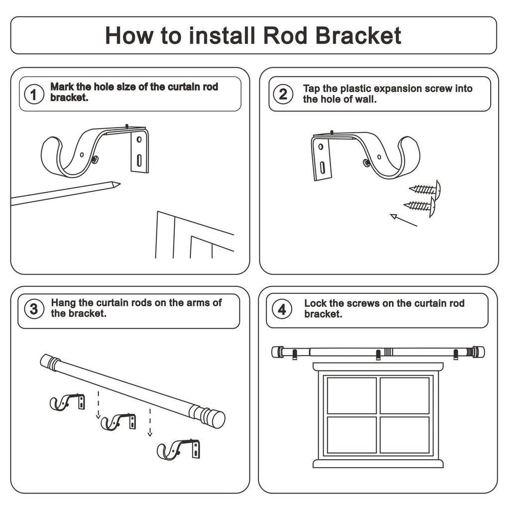 Byondeth Curtain Rods for Windows 16 to 120 Inches Adjustable Length 1 Inch