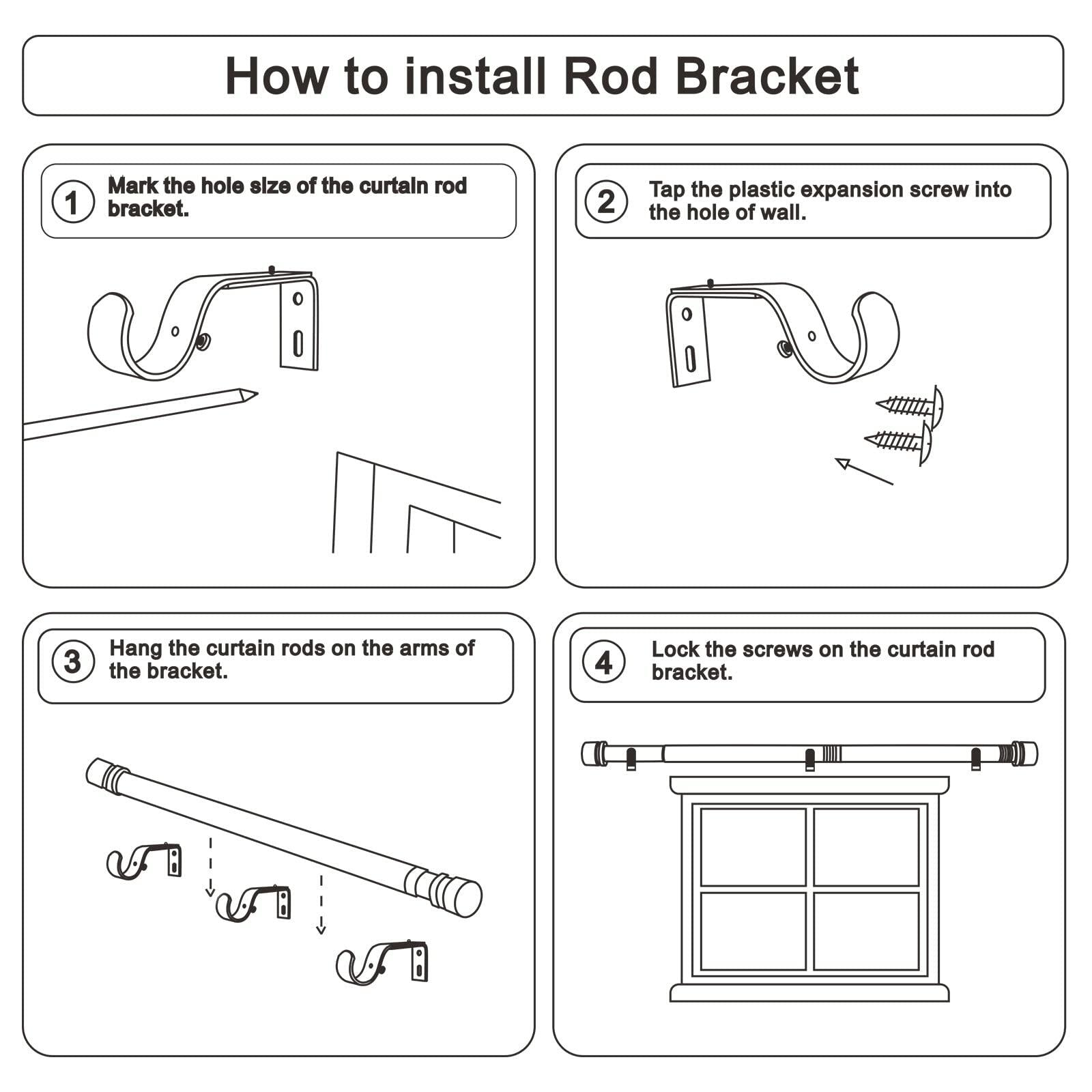 Byondeth Curtain Rods for Windows 16 to 120 Inches Adjustable Length 1 Inch