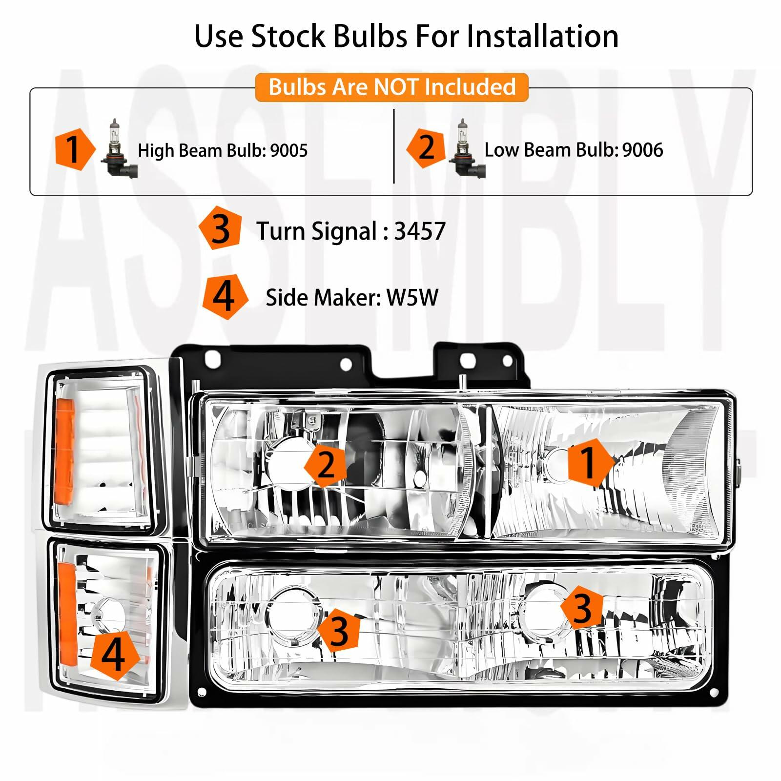 OPEN BOX Aresparts Pair Headlights Assembly Set For 1994 1995 1996 1997 1998