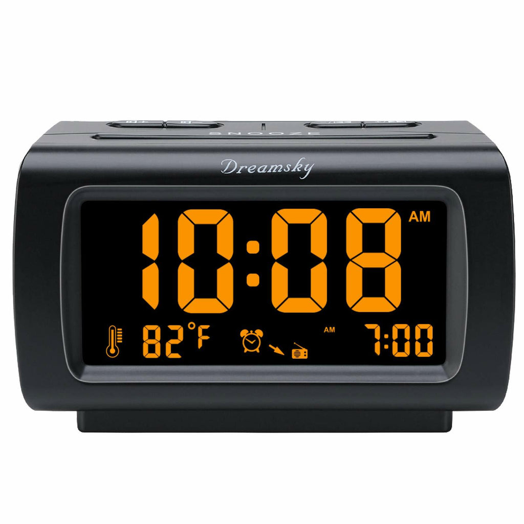 DreamSky Alarm Clock Radios for Bedrooms with Battery Backup, Large Big Numbers