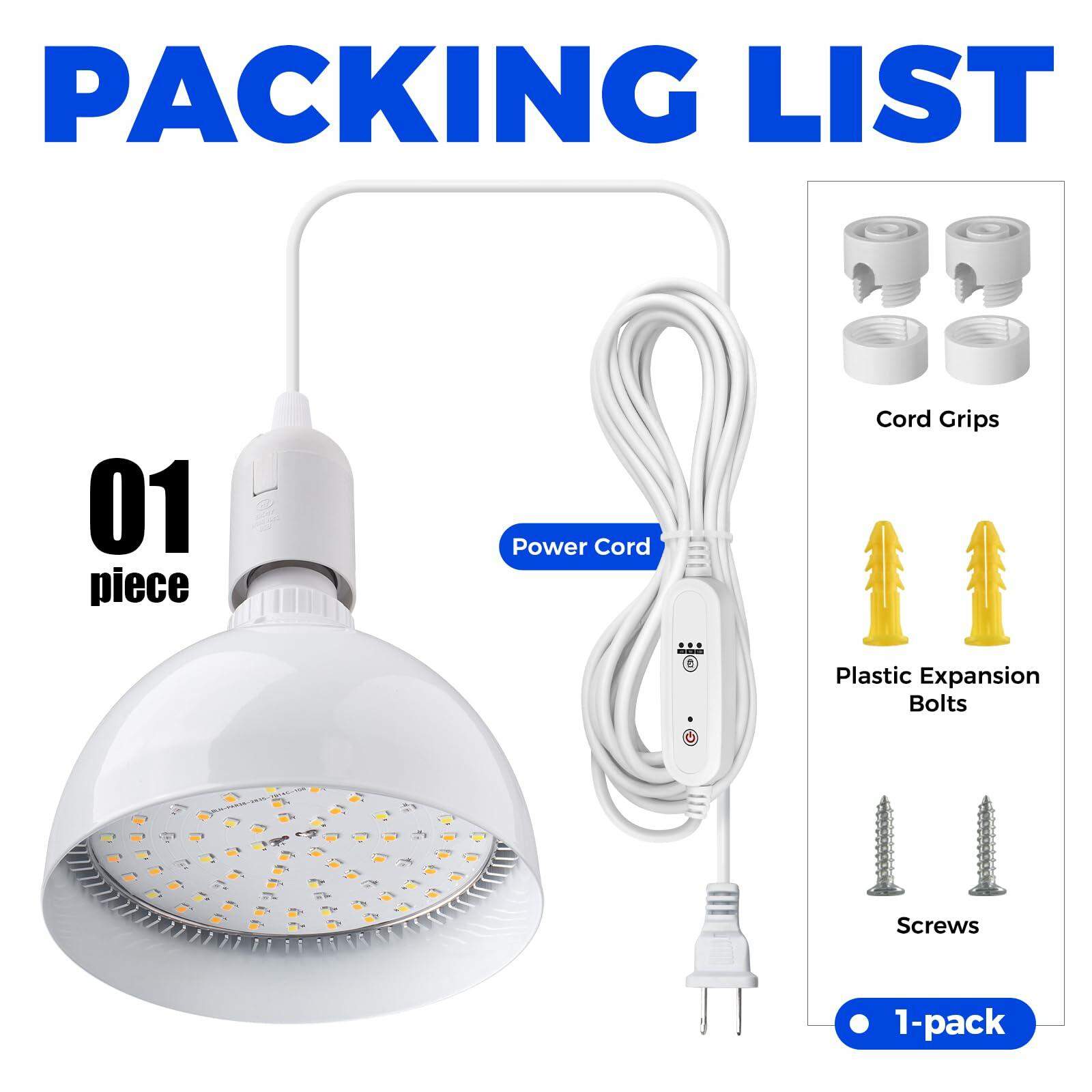 Barrina Hanging Grow Lights for Indoor Plants, 25W Full Spectrum, with Timer and