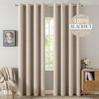 MIULEE 100% Blackout Linen Textured Curtains for Bedroom Solid Thermal Insulated