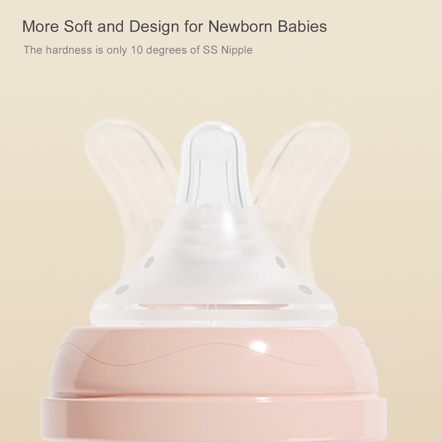 Gulicola Natural Flow Baby Bottle Silicone Nipple Level 1, Slow Flow (S), 1+