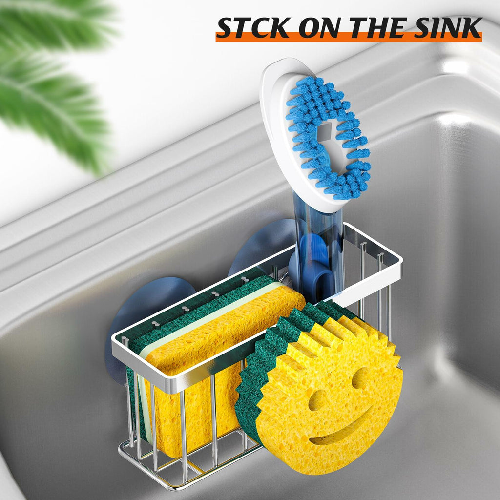 MURLONG Sponge Holder Smiley Face,Sink Caddy for kitchen Sink,Sponge Holder with