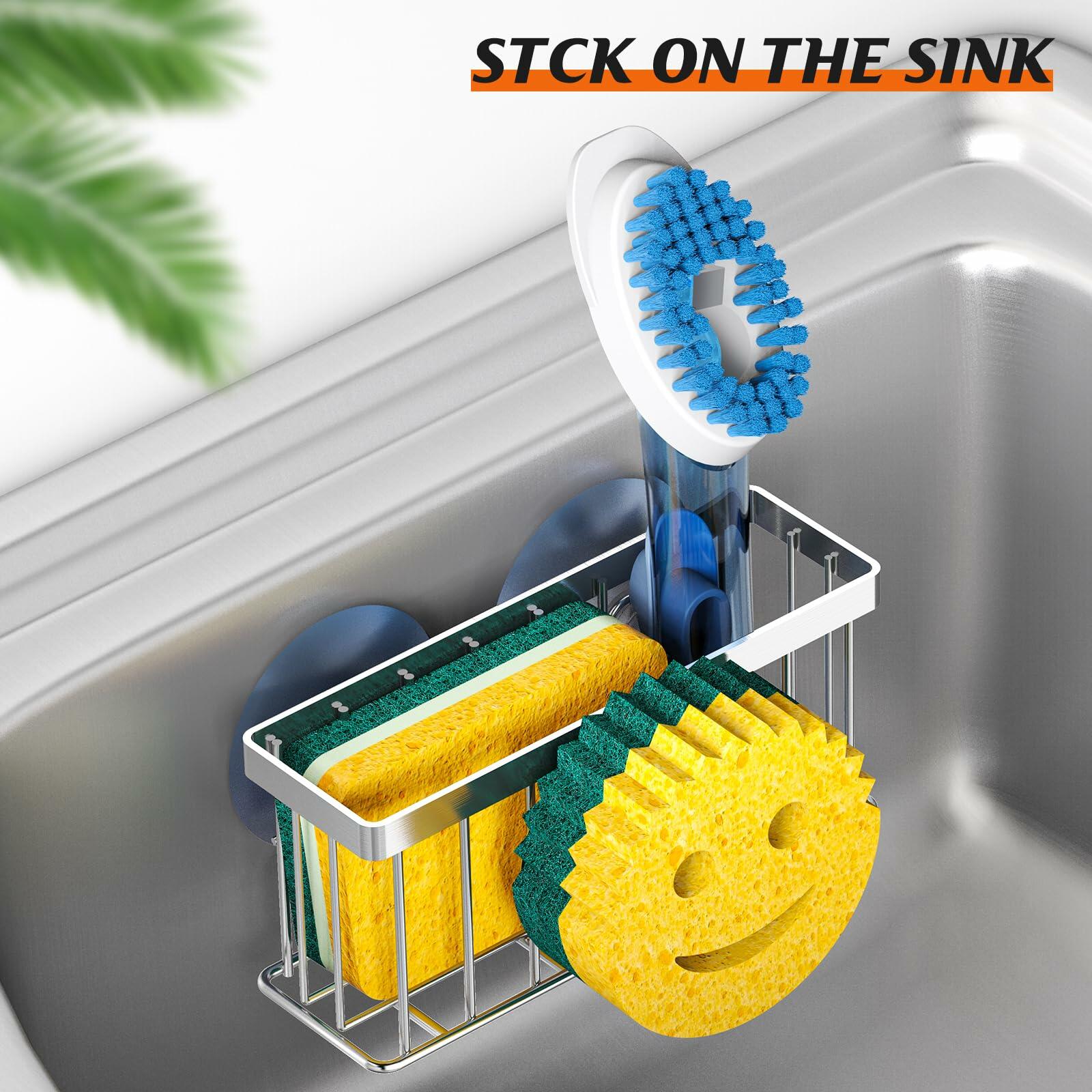 MURLONG Sponge Holder Smiley Face,Sink Caddy for kitchen Sink,Sponge Holder with