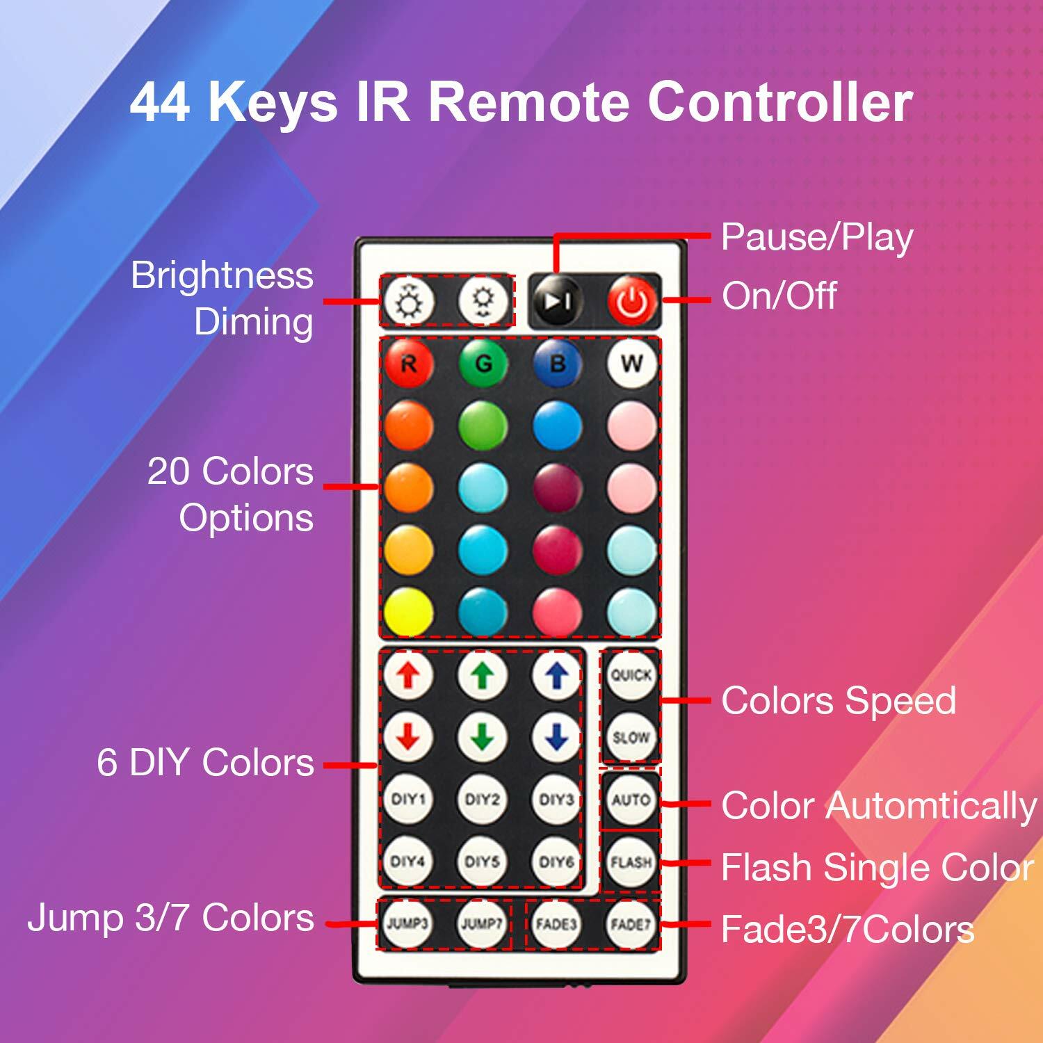 DAYBETTER Led Strip Lights 32.8ft Kit with Remote and Power Supply Color