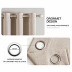MIULEE 100% Blackout Linen Textured Curtains for Bedroom Solid Thermal Insulated