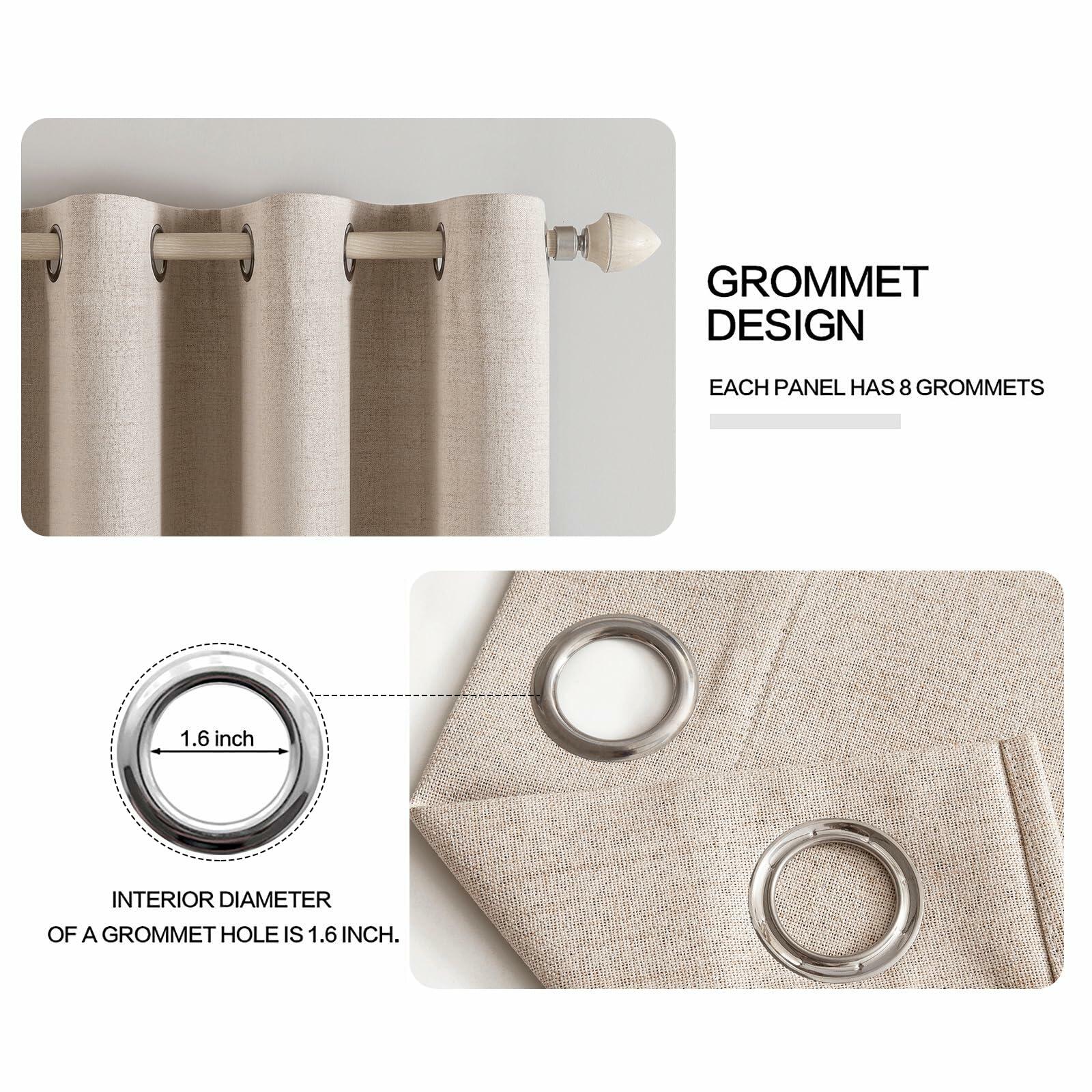 MIULEE 100% Blackout Linen Textured Curtains for Bedroom Solid Thermal Insulated