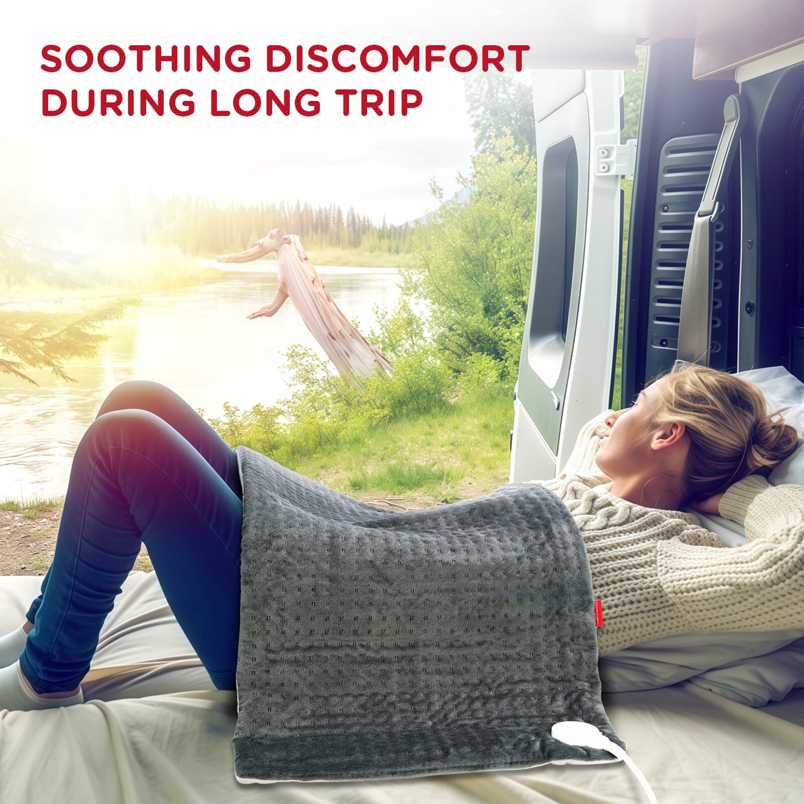 Comfytemp 12V/24V Car Electric Blanket for Back Soothing 17" x 33", 4 Heat