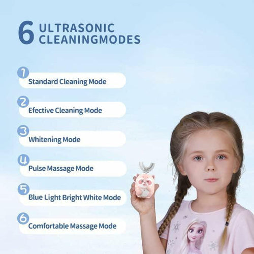 ELOTAME Kids Electric U Shaped Toothbrush Children Cartoon Sonic Automatic