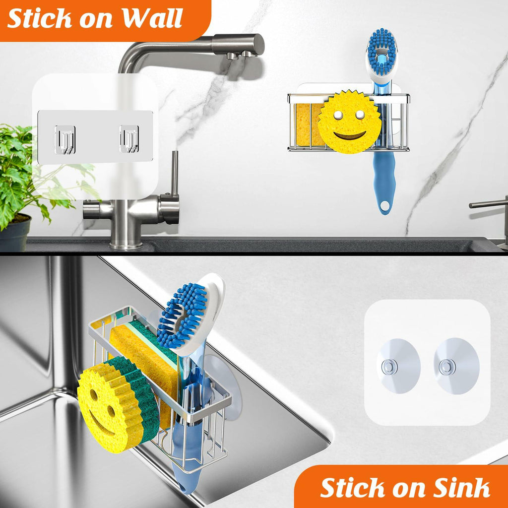 MURLONG Sponge Holder Smiley Face,Sink Caddy for kitchen Sink,Sponge Holder with