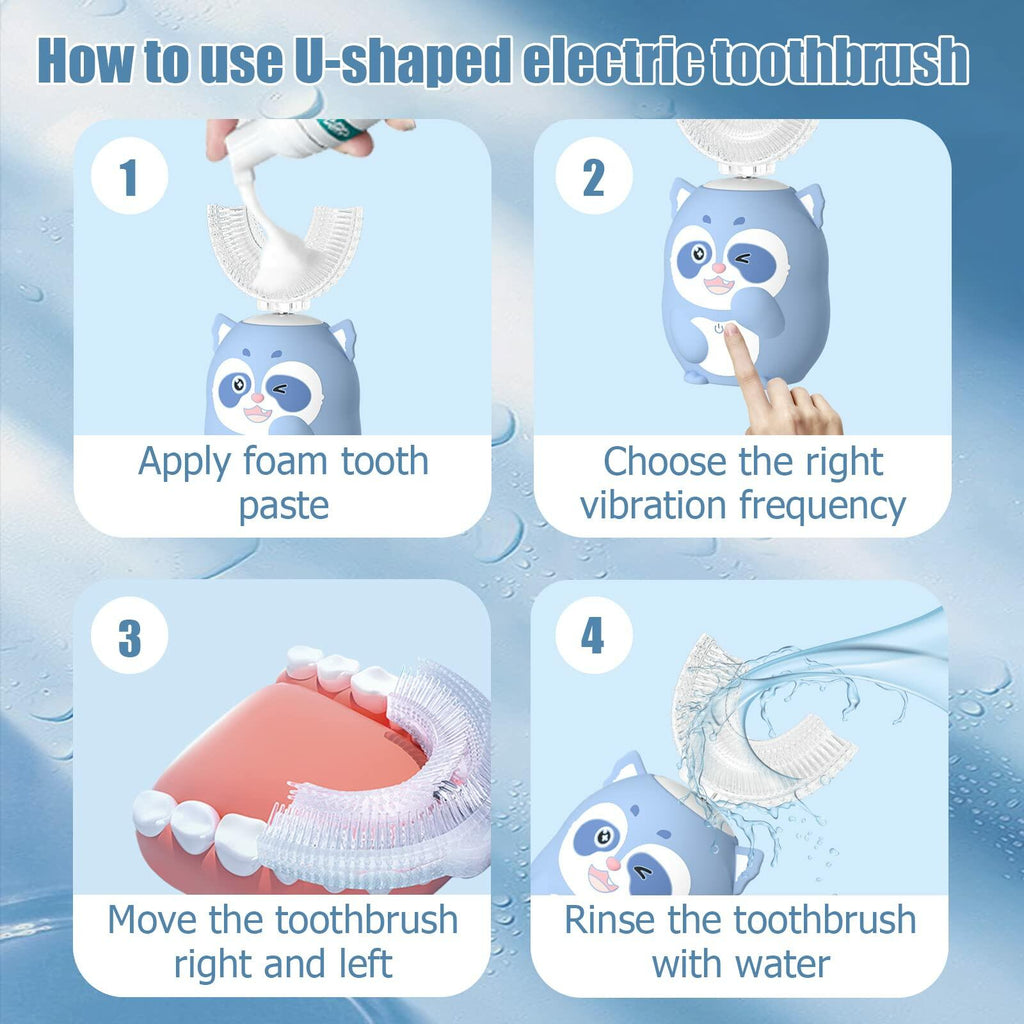 ELOTAME Kids Electric U Shaped Toothbrush Children Cartoon Sonic Automatic