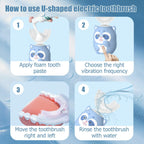 ELOTAME Kids Electric U Shaped Toothbrush Children Cartoon Sonic Automatic