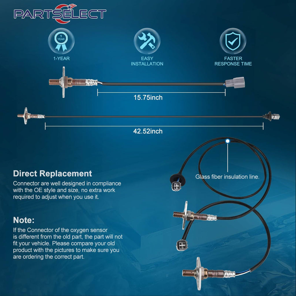 Partselect Set of 2 Oxygen O2 Sensor Upstream Downstream Replacement for Toyota
