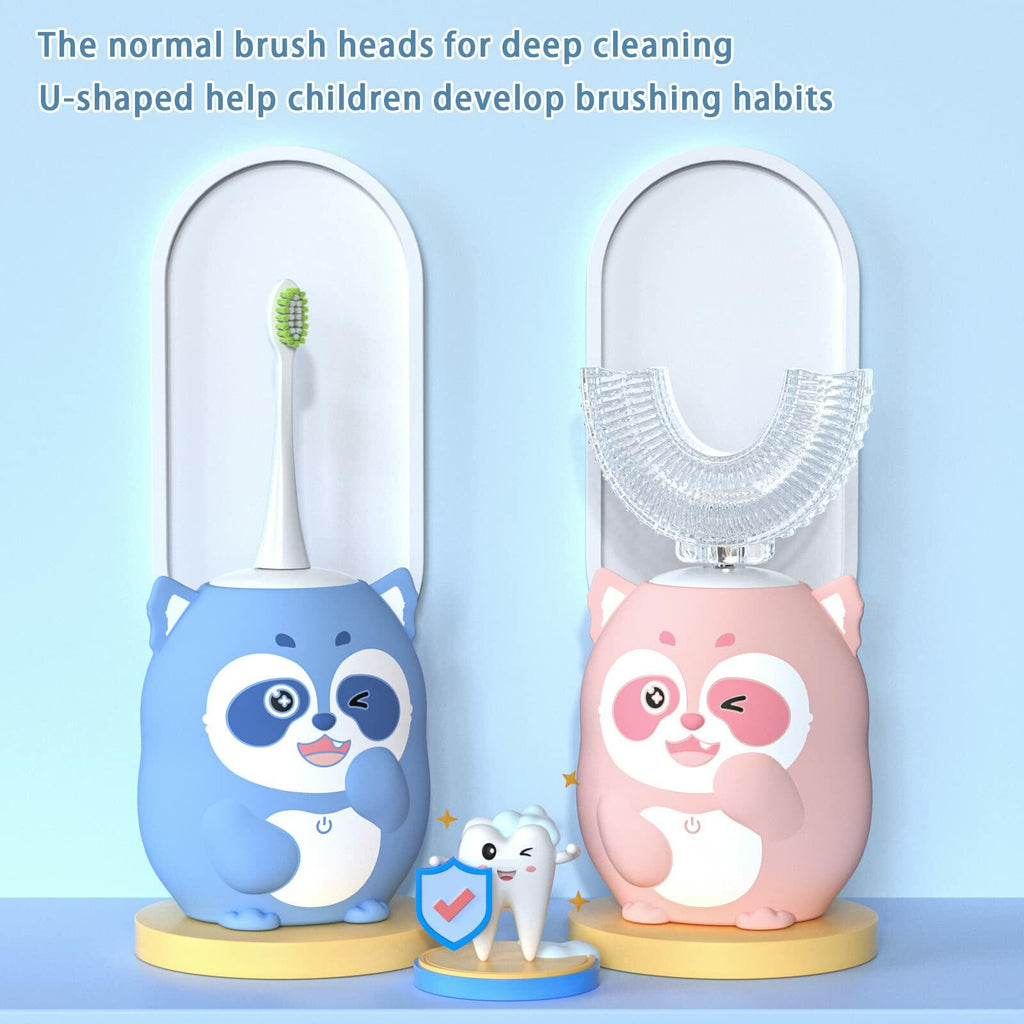 ELOTAME Kids Electric U Shaped Toothbrush Children Cartoon Sonic Automatic