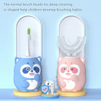 ELOTAME Kids Electric U Shaped Toothbrush Children Cartoon Sonic Automatic