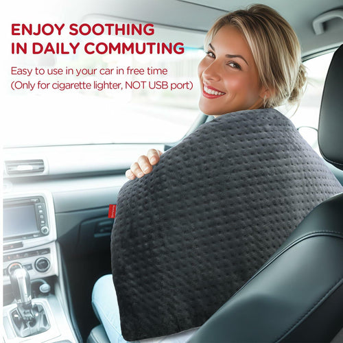 Comfytemp 12V/24V Car Electric Blanket for Back Soothing 17" x 33", 4 Heat
