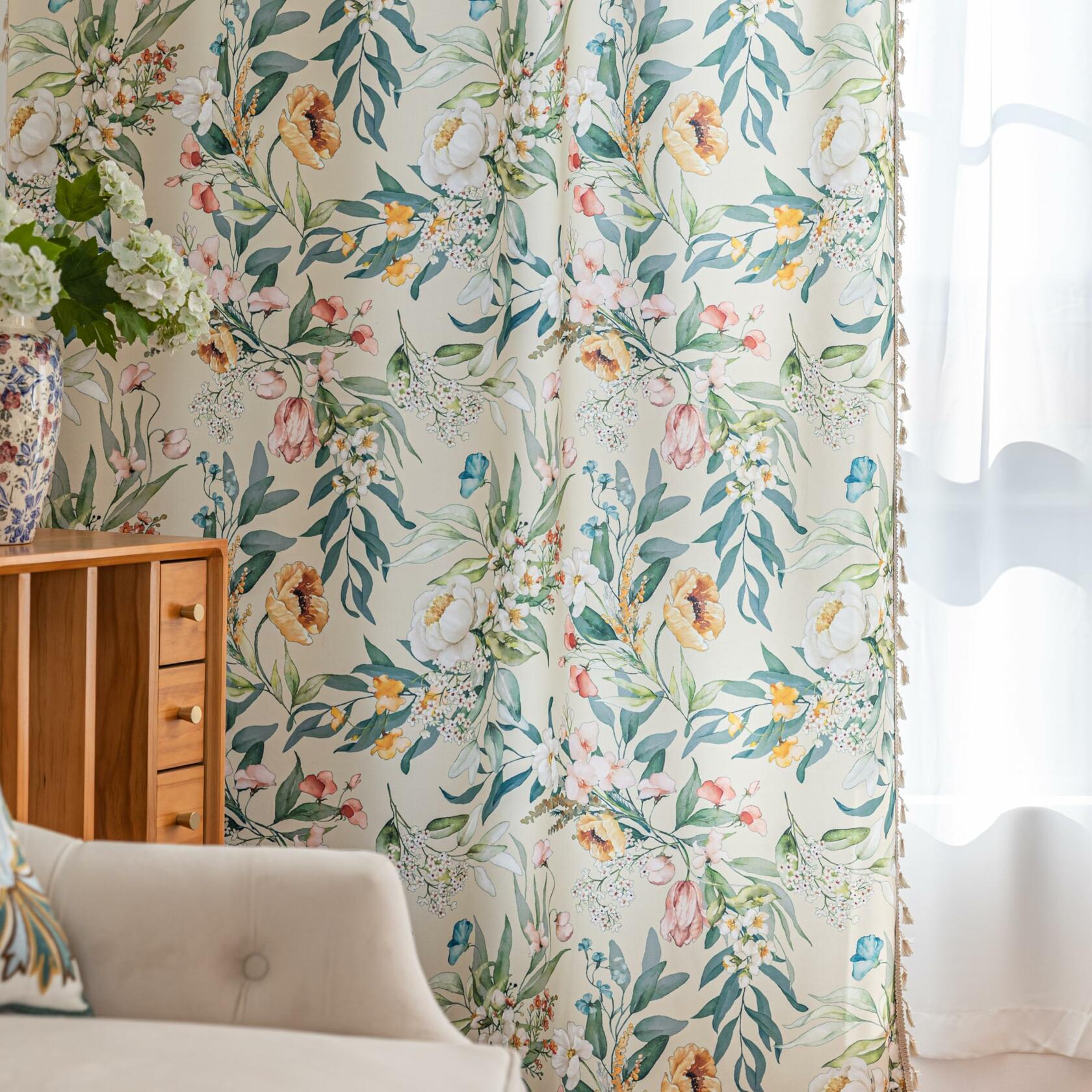 Erbnaryx Boho Floral Curtains French Country Farmhouse Curtains 84 Inches Long