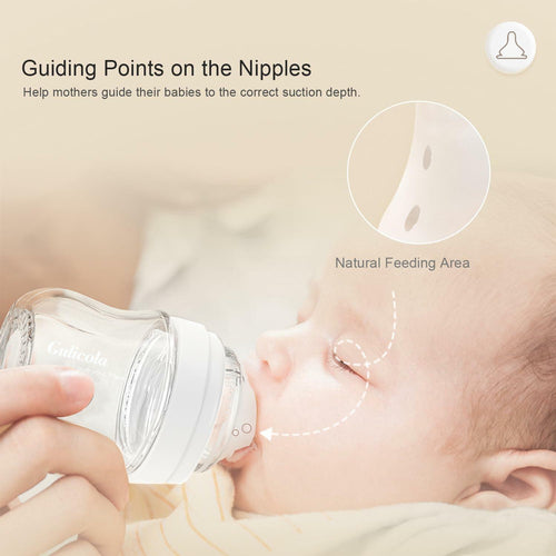 Gulicola Natural Flow Baby Bottle Silicone Nipple Level 1, Slow Flow (S), 1+
