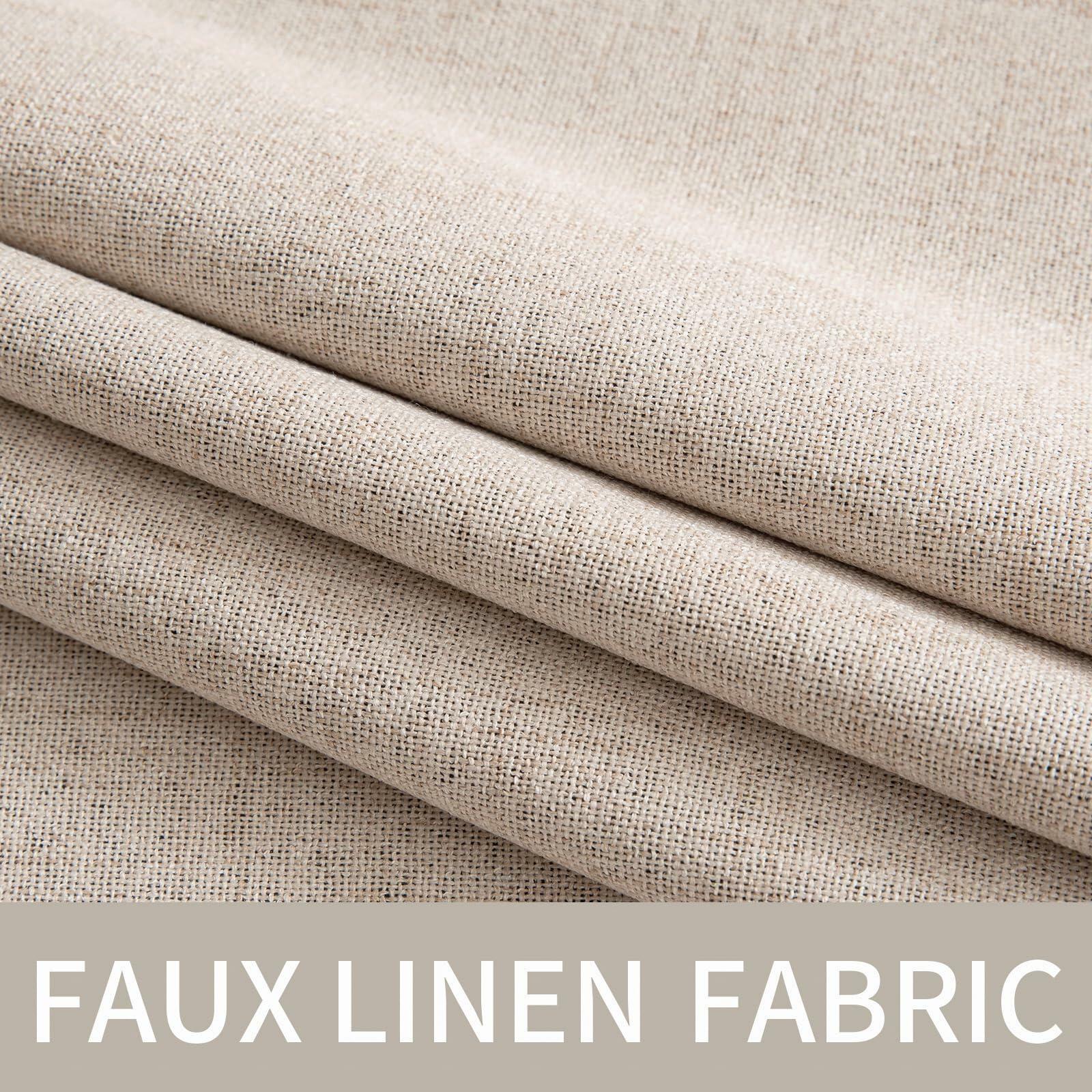 MIULEE 100% Blackout Linen Textured Curtains for Bedroom Solid Thermal Insulated
