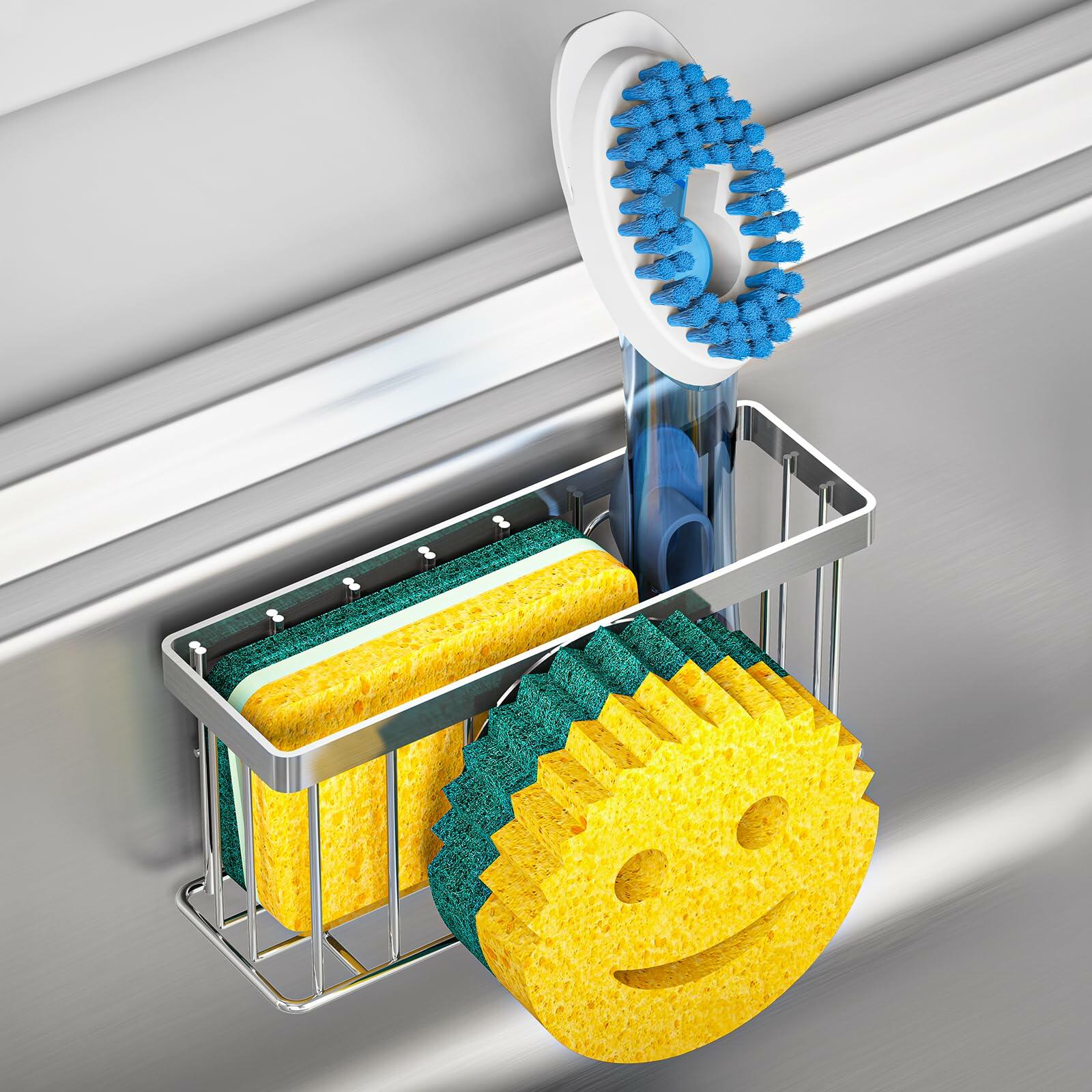 MURLONG Sponge Holder Smiley Face,Sink Caddy for kitchen Sink,Sponge Holder with