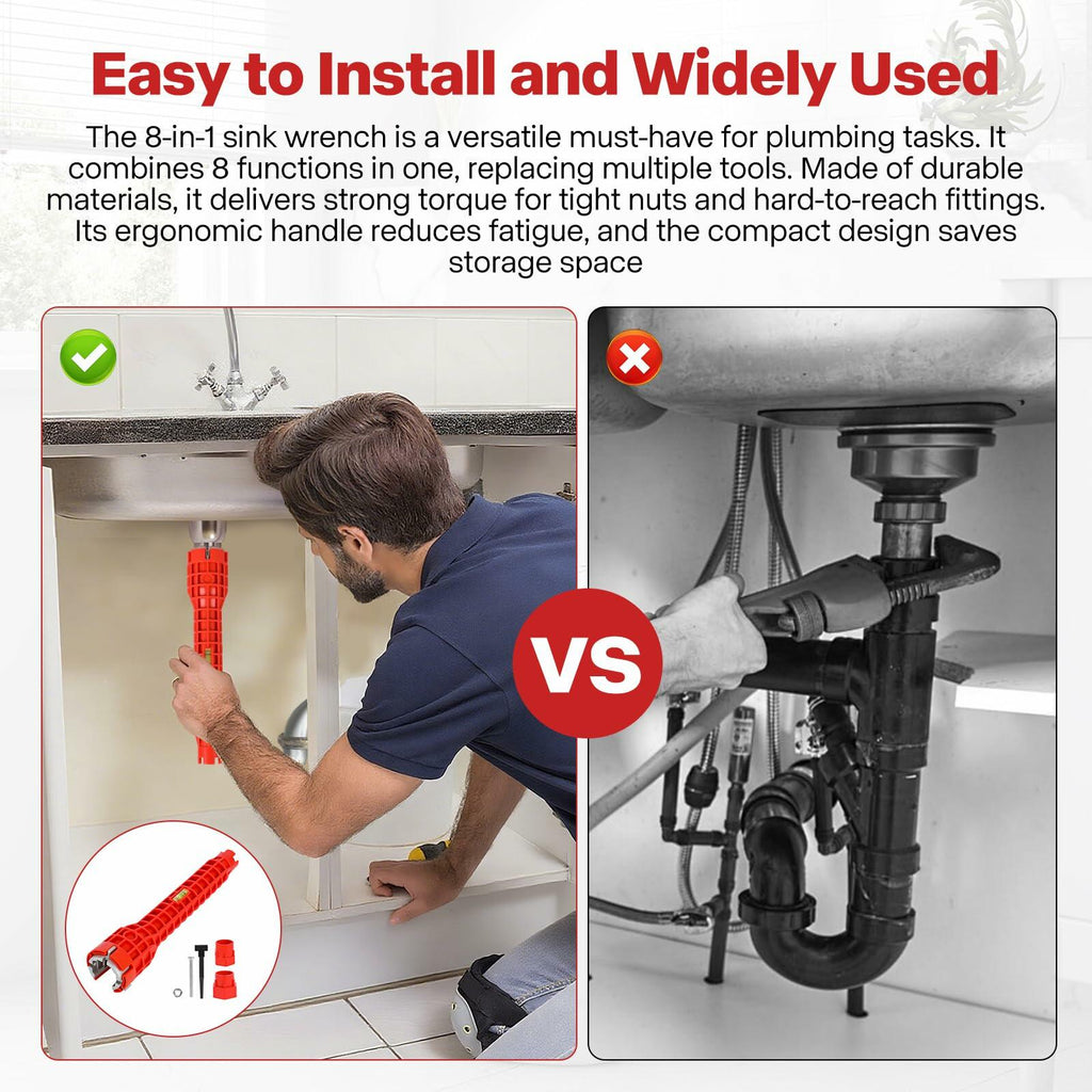Alocre 8 in-1 Multifunctional Sink & Faucet Installer Wrench - Plumbing Tool for