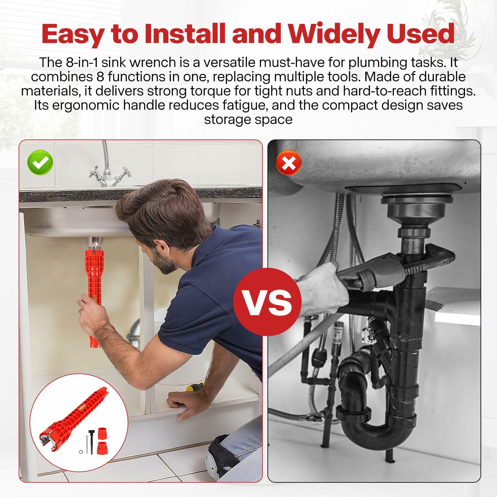 Alocre 8 in-1 Multifunctional Sink & Faucet Installer Wrench - Plumbing Tool for