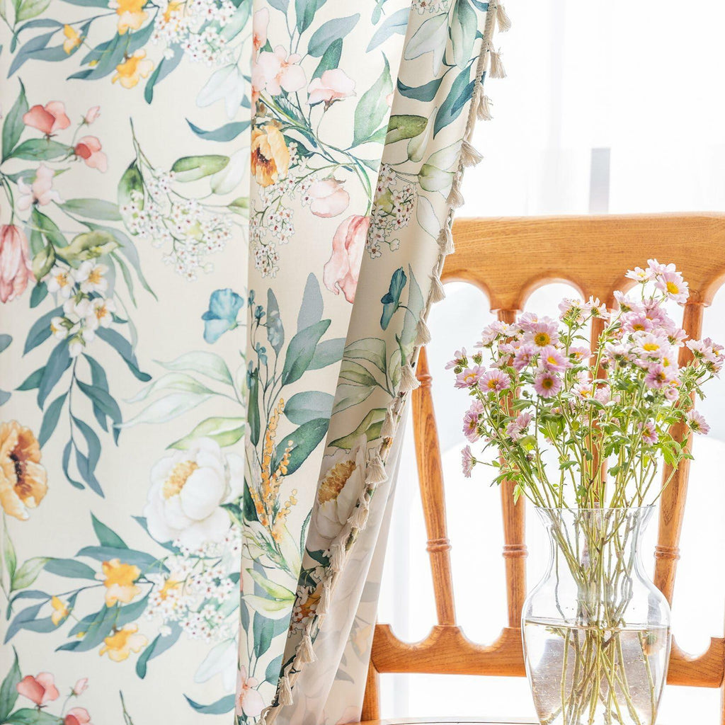 Erbnaryx Boho Floral Curtains French Country Farmhouse Curtains 84 Inches Long